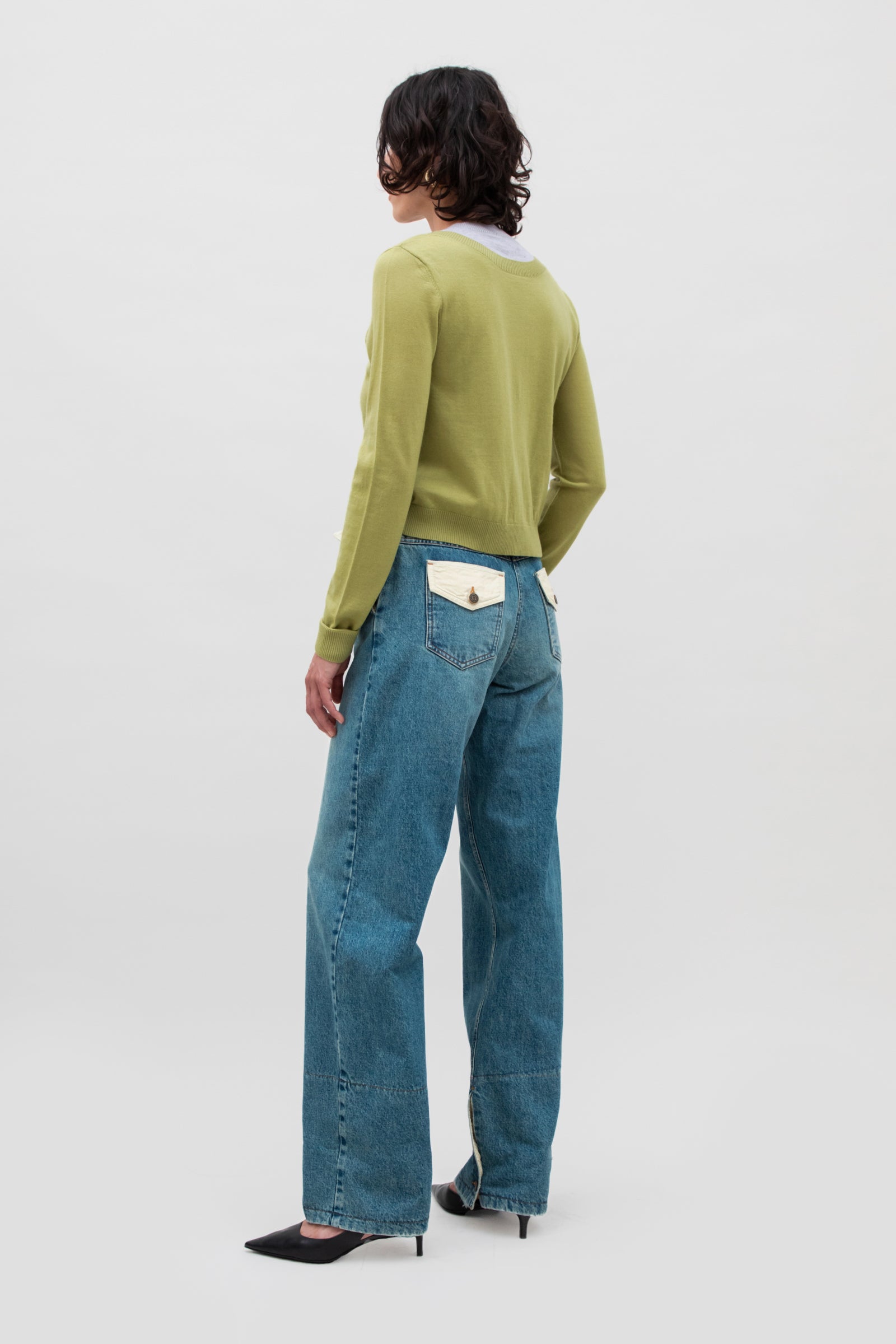 CONTRASTED HEM DENIM