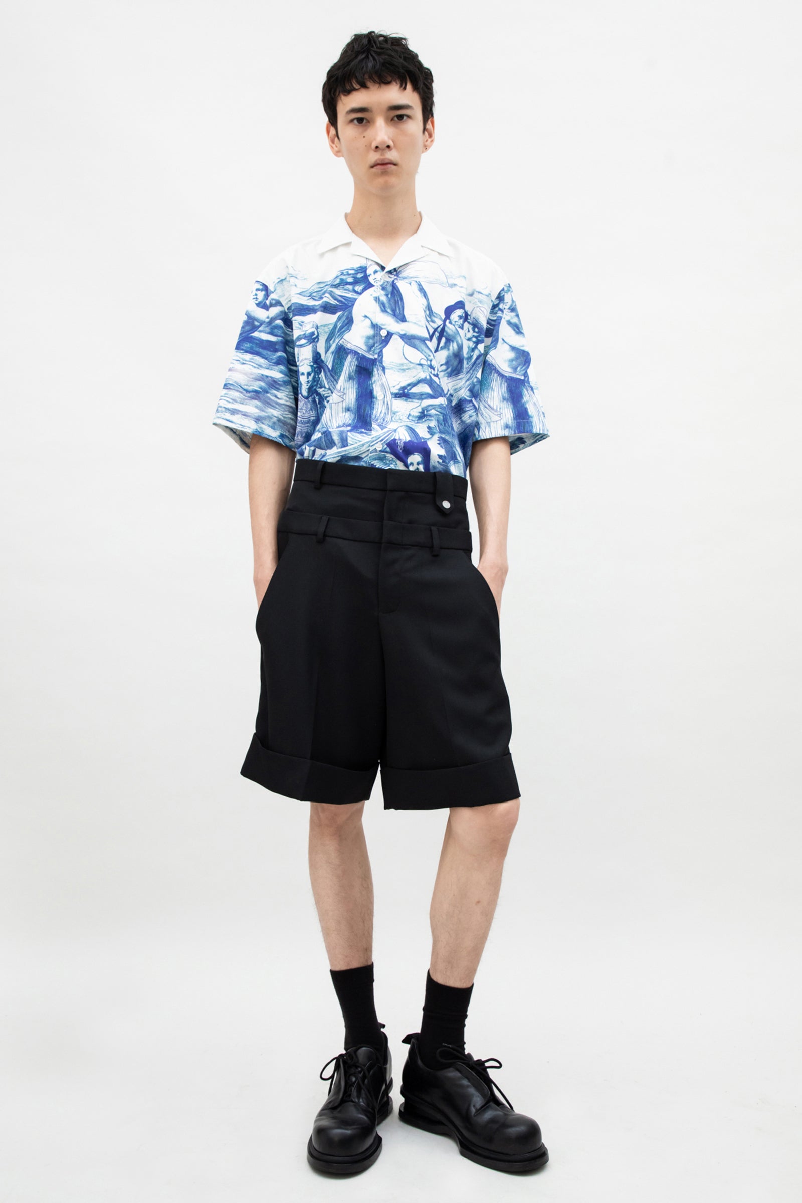 DOUBLE WAIST WOOL SHORT