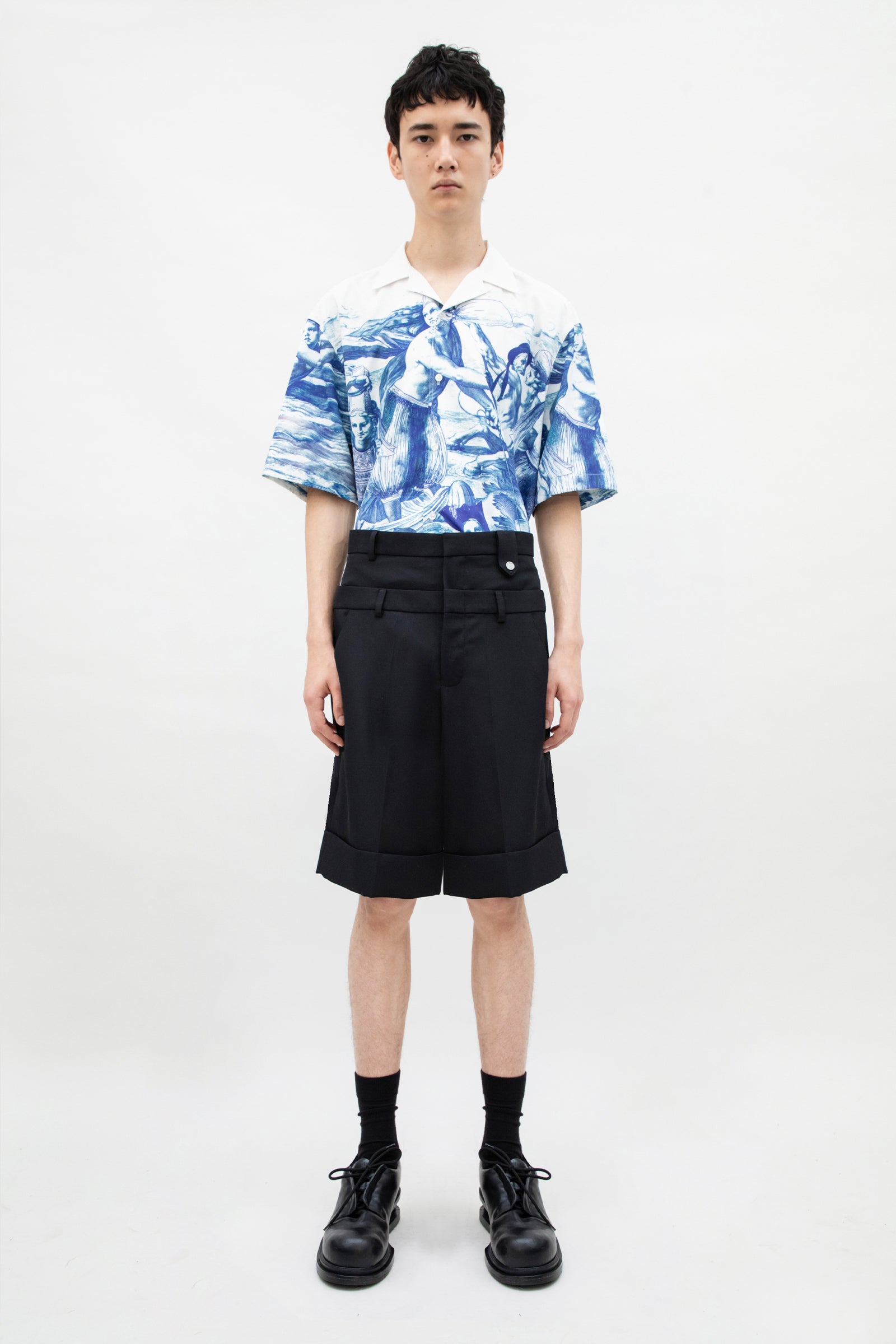 DOUBLE WAIST WOOL SHORT