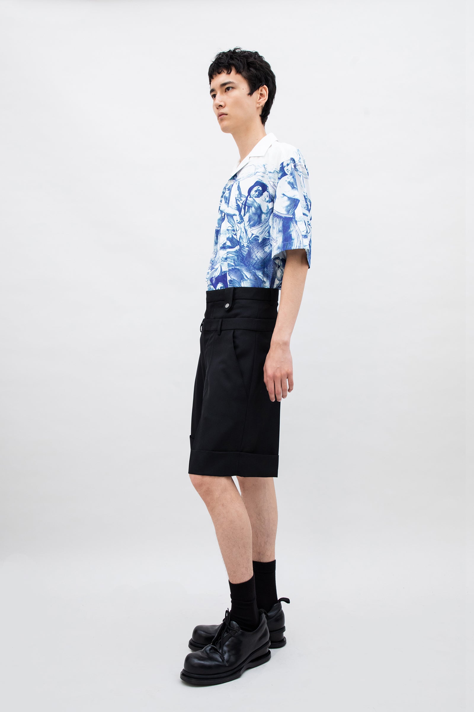 DOUBLE WAIST WOOL SHORT