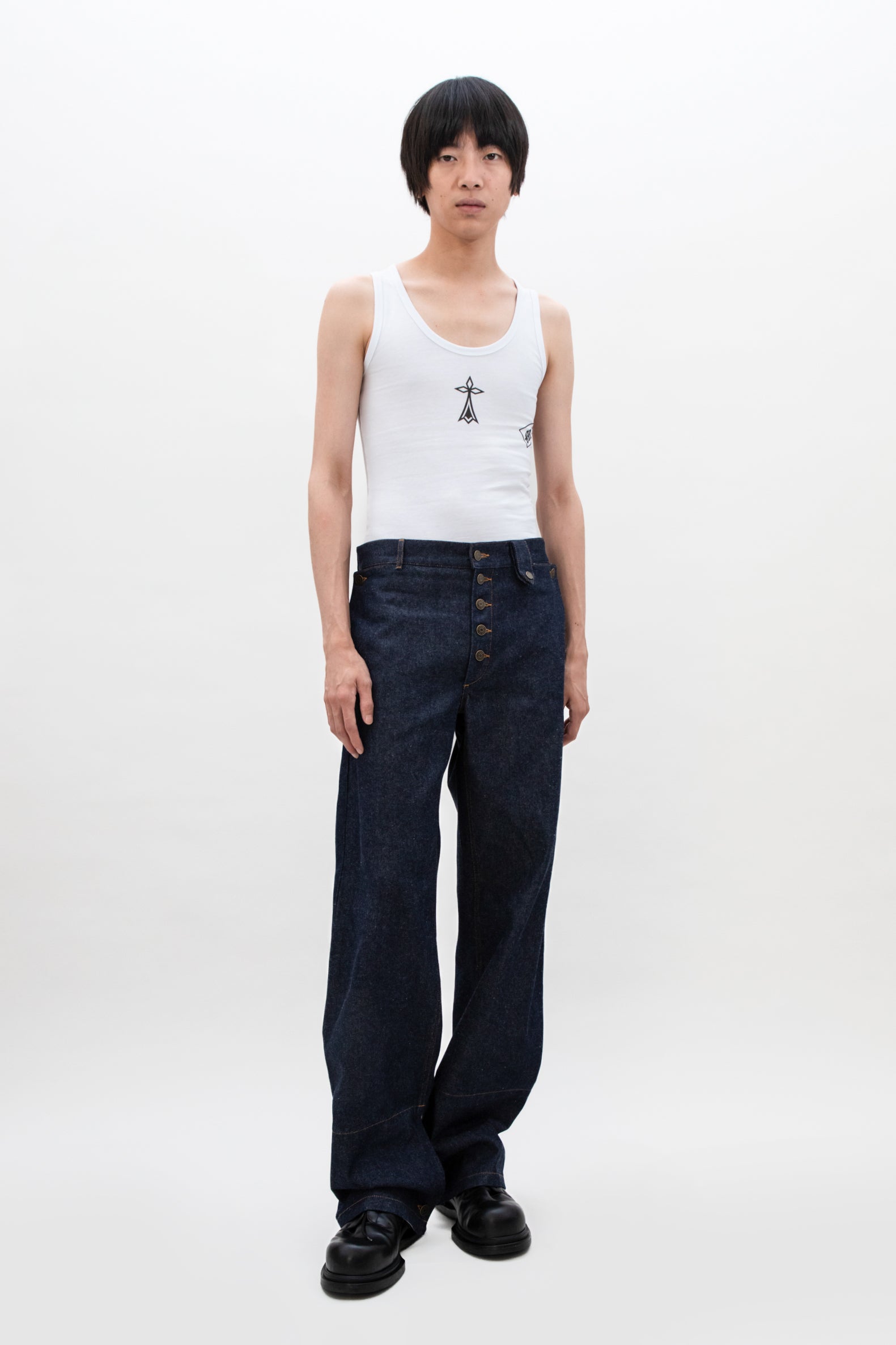 CONTRASTED HEM DENIM