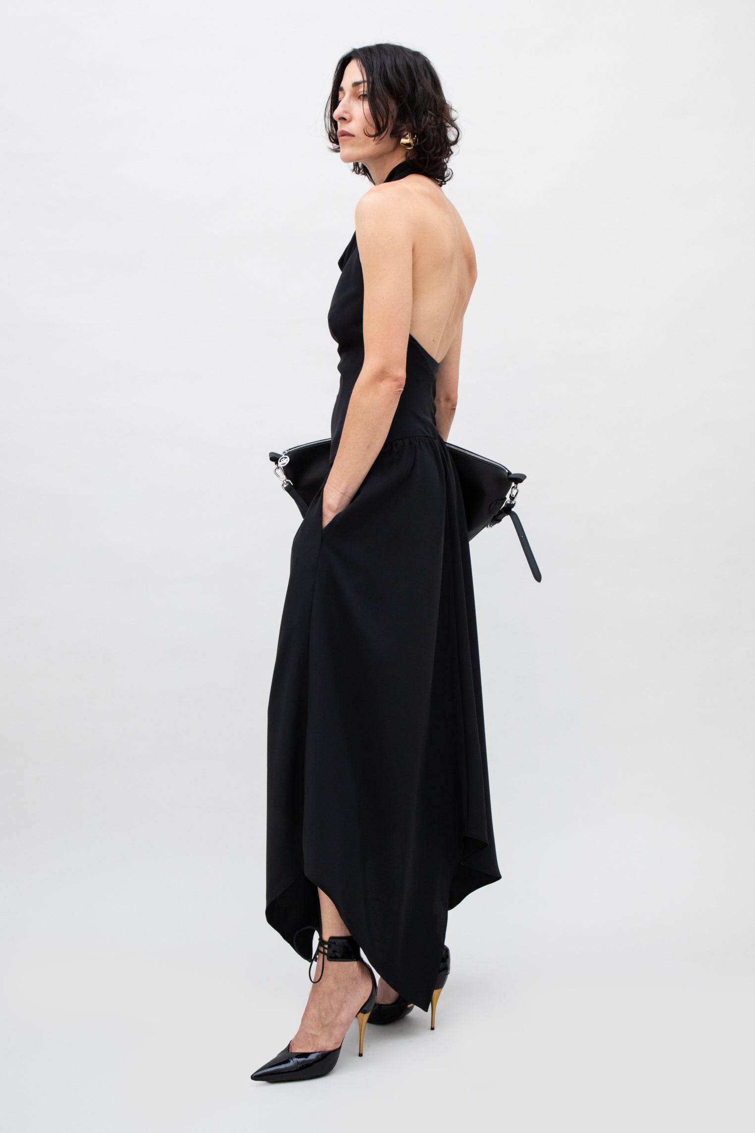 GATHERED HALTER DRESS