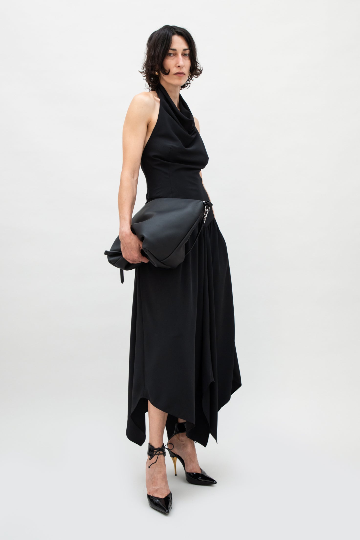GATHERED HALTER DRESS