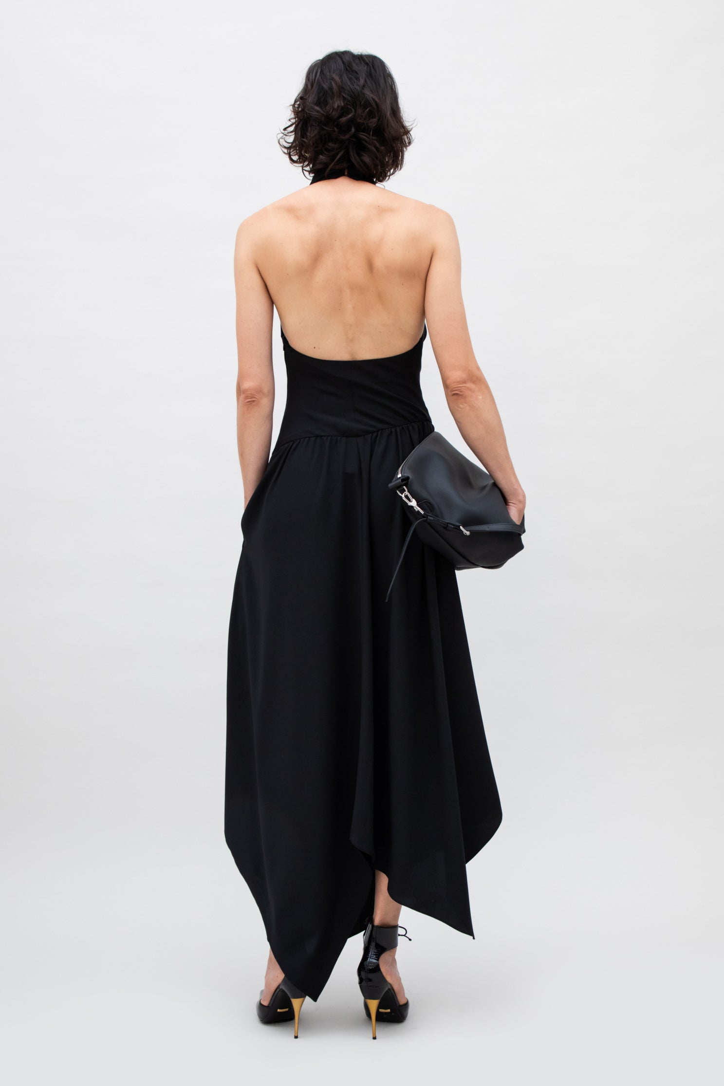 GATHERED HALTER DRESS