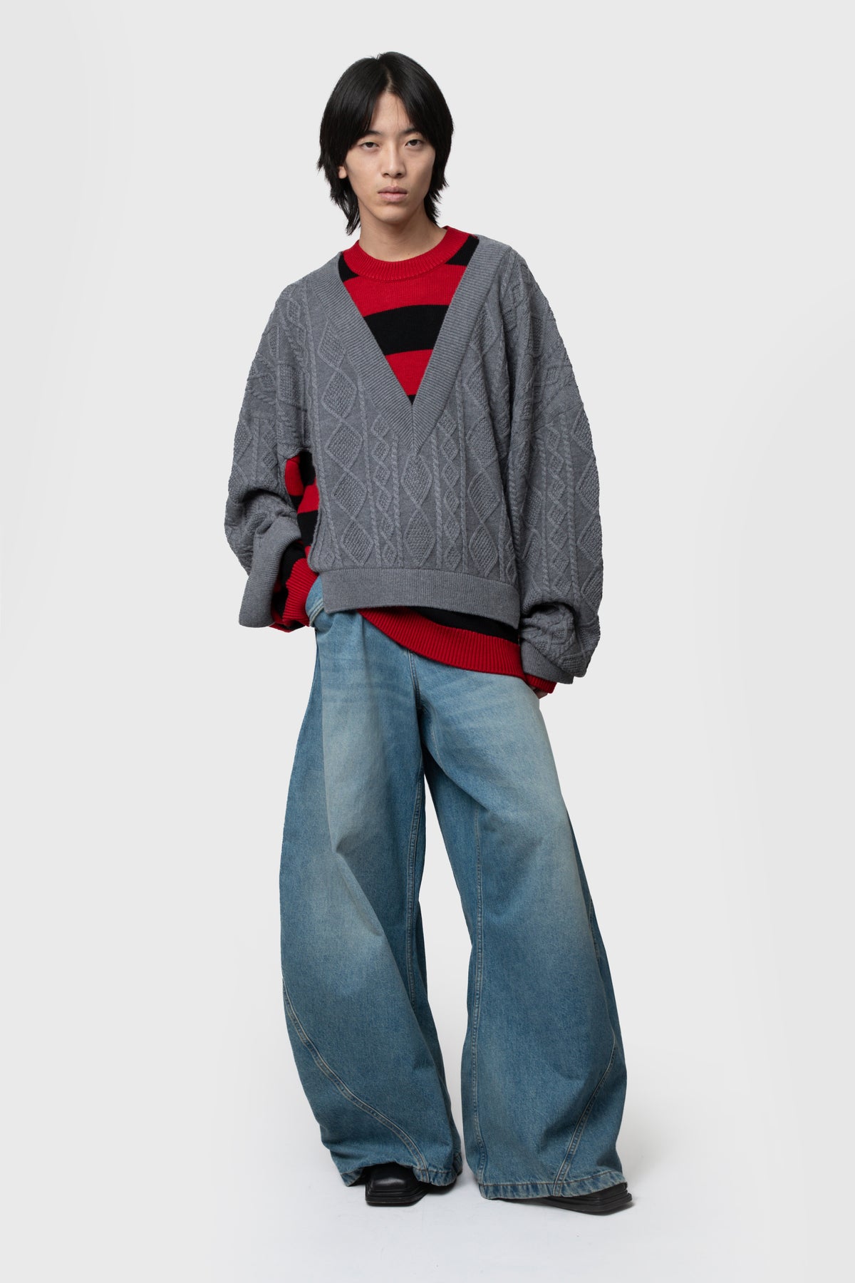 DOUBLE V-NECK SWEATER