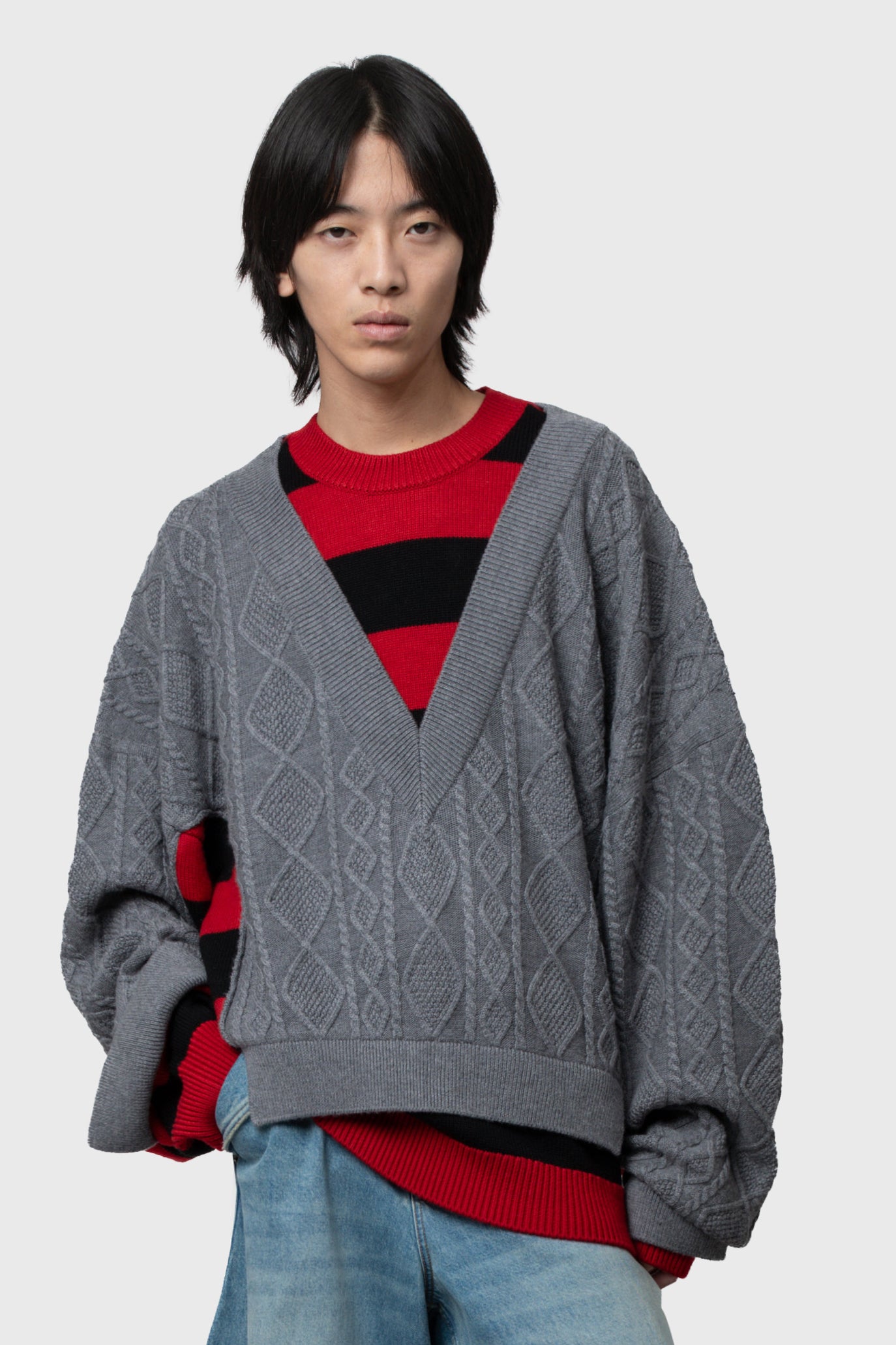 DOUBLE V-NECK SWEATER