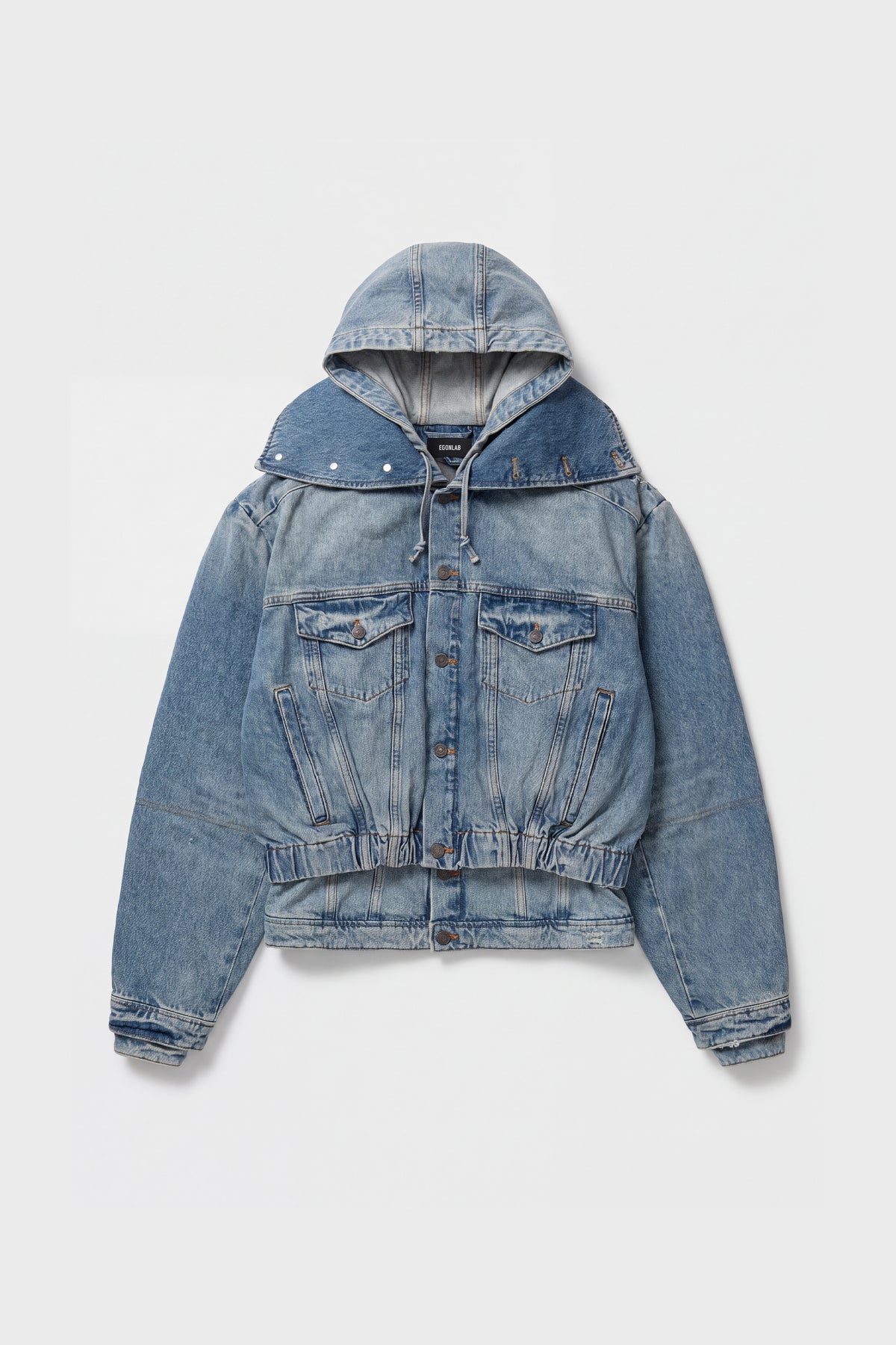 HOODED DENIM BOMBER