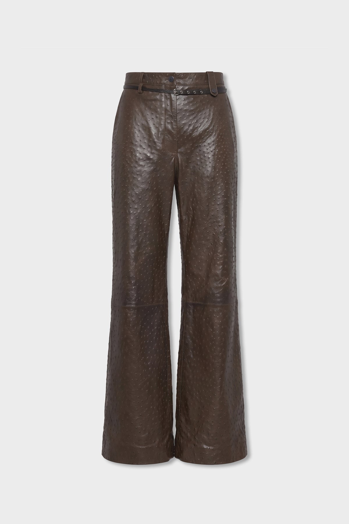 OSTRICH PRINT LEATHER PANTS